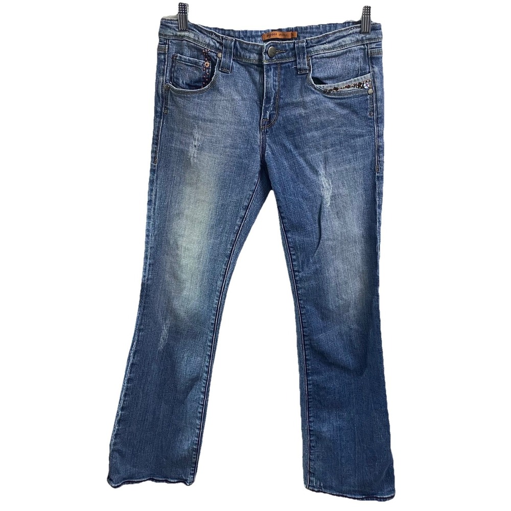 Vigoss Women's Y2K Boot Cut Stretch Distressed Blue Denim Jeans Sz. 11